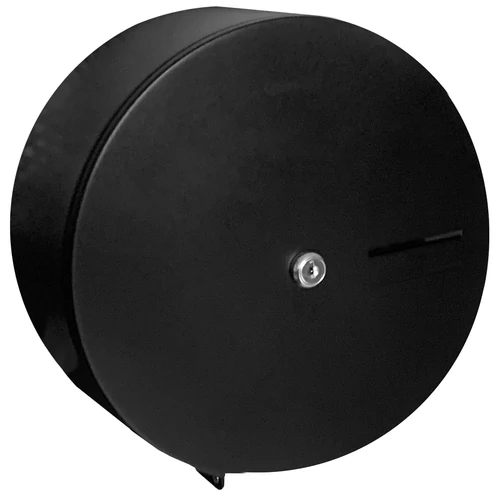 Nagytekercses ipari WC-papír tartó 190-230mm átmérőjű mini-midi tekercsekhez, D=275mm, acél, matt fekete