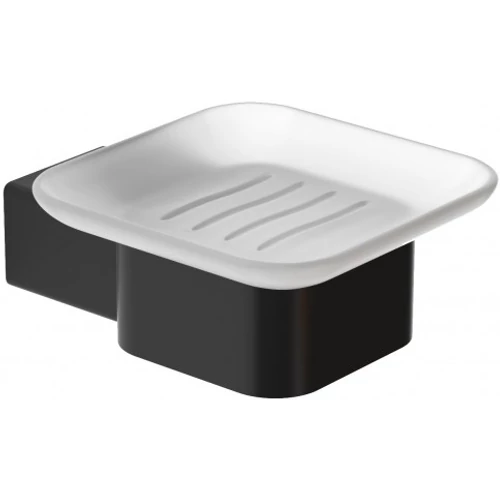 Pompei fali szappantartó üvegtállal AISI304 r.m. acélból, matt fekete