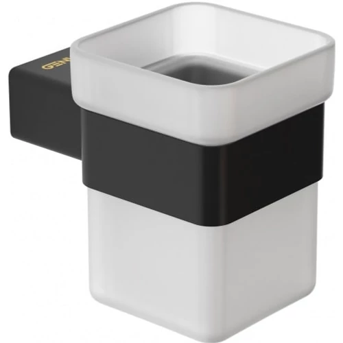 Pompei fali üveg fogkefe tartó AISI304 r.m. acél kerettel, matt fekete