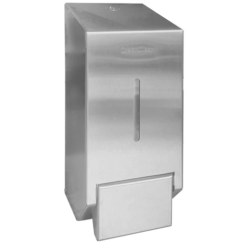 Vandálbiztos folyékonyszappan adagoló, zárható, műanyag tartály, r.m. acél, selyem matt, 0,5L