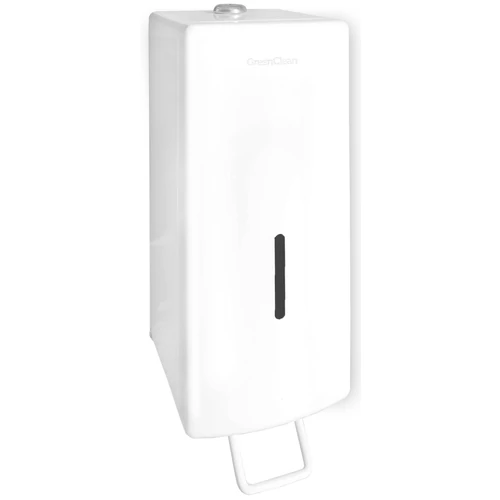 Folyékony szappanadagoló alsó nyomó karral, szintjelzővel, tartályos, zárható, acél, fehér, 1L