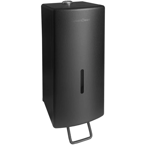 Folyékony szappanadagoló alsó nyomó karral, szintjelzővel, tartályos, zárható, acél, fekete, 1L