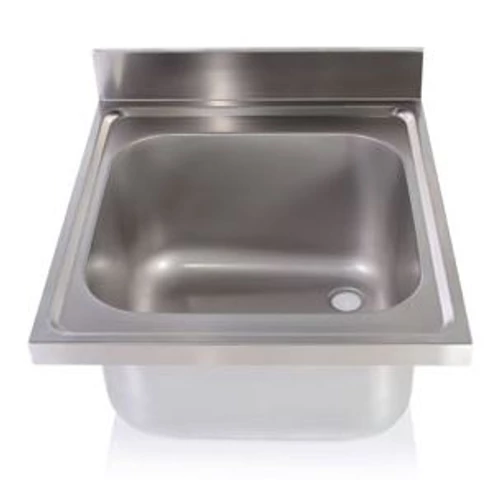 500x600mm 1 medencés nagykonyhai mosogató medence, 400x400x250mm belső méretekkel, r.m. acél