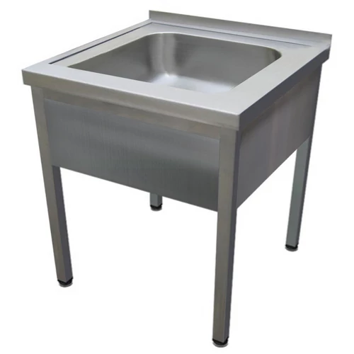 600mm 1 medencés nagykonyhai mosogató 500x600x300mm medencével, lábra állítva, takaróköpennyel, r.m. acél