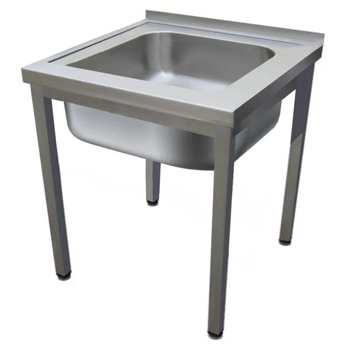 600mm 1 medencés nagykonyhai mosogató 500x600x300mm medencével, lábra állítva, r.m. acél