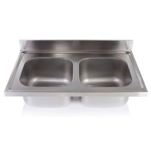 1000x600mm 2 medencés nagykonyhai mosogató medence csepegtető nélkül, 400x400x250mm belső méretekkel, r.m. acél