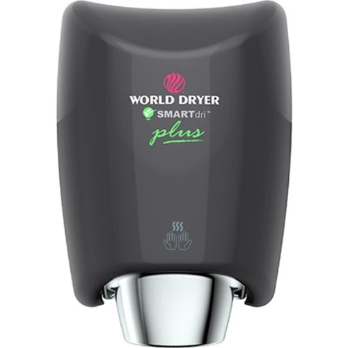 WORLD DRYER SMARTdri Plus okos kézszárító, állítható sebesség és fűtőszál, 400-1200W, 10mp, fekete, K48-162P