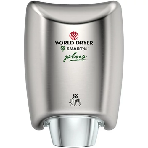 WORLD DRYER SMARTdri Plus okos kézszárító, állítható sebesség és fűtőszál, 400-1200W, 10mp, r.m. acél selyem, K48-973P2