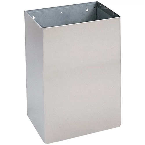 Fali fedő nélküli vandálbiztos hulladékgyűjtő, nagy kapacitású, 45 liter, lekerekített élekkel, AISI304 rozsdamentes acél, matt