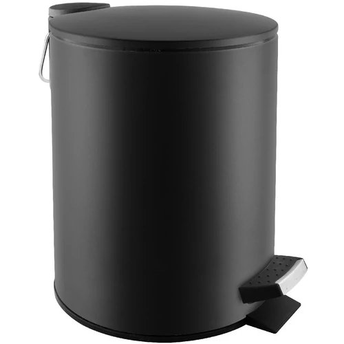 Prémium pedálos hulladékgyűjtő Soft-Close lecsapódásgátló fedéllel, kerek 3L, r.m. acél, matt fekete