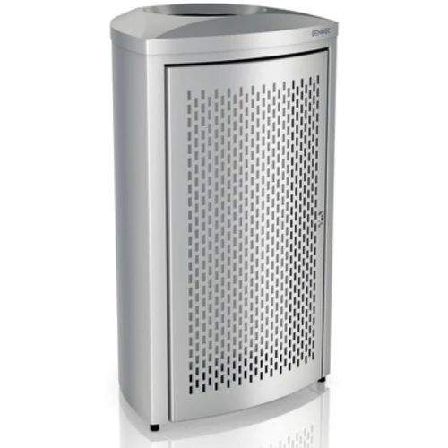 Vandálbiztos extra nagy méretű 130L álló hulladékgyűjtő, H=860mm, zárható, AISI430 r.m. acél, ujjlenyomatmentes