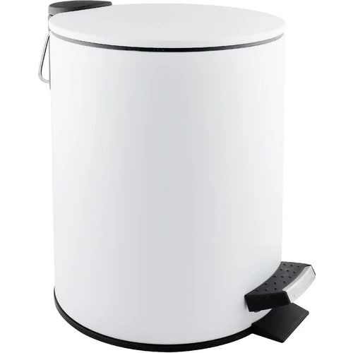 Prémium pedálos hulladékgyűjtő Soft-Close lecsapódásgátló fedéllel, kerek 5L, r.m. acél, matt fehér