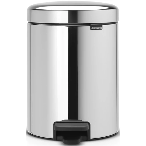 Pedálos szemetes kuka lecsapódásmentes fedővel, belső műanyag tartállyal, H=291mm, D=205mm, 5L, r.m. acél, fényes