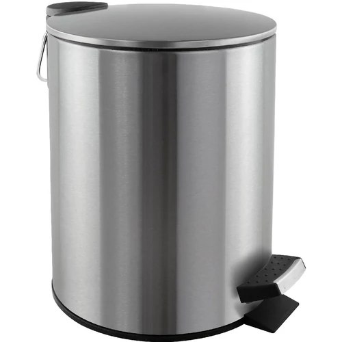 Prémium pedálos hulladékgyűjtő Soft-Close lecsapódásgátló fedéllel, kerek 5L, r.m. acél, selyem