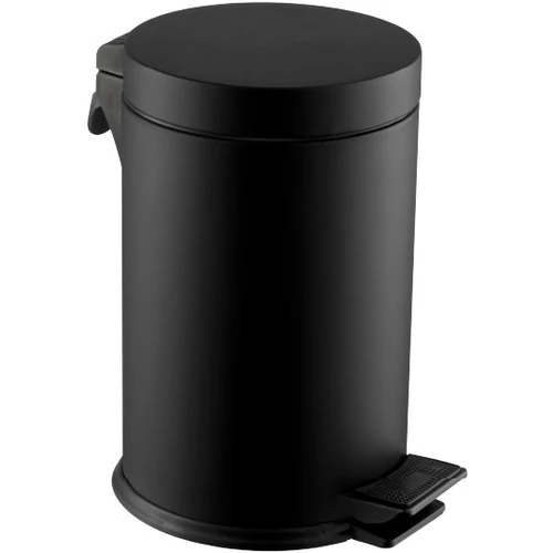 Pedálos hulladékgyűjtő kerek 12L, acél, matt fekete