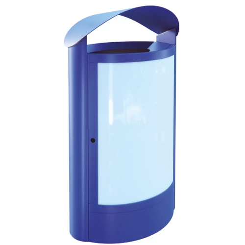 CAPITAL 71511 vandálbiztos kültéri álló szemetes infotáblával, 65L fém rekesszel, fedeles, 1,5-2mm acél, kék