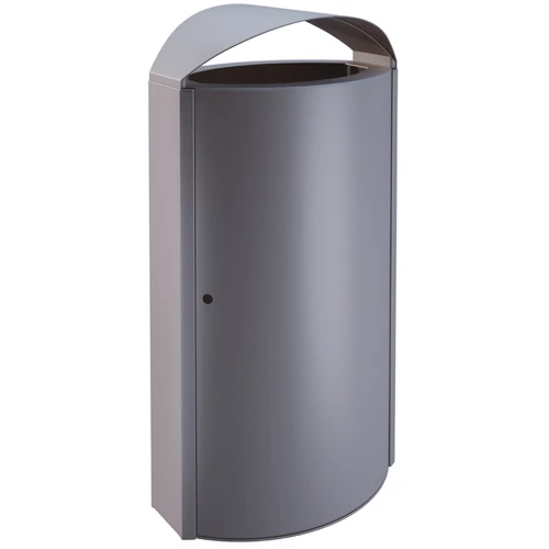 KENDO 65211 extra vandálbiztos kültéri álló kuka 60L fém rekesz, fedeles, 2-4mm acél, graffitiálló felületkezelés, sötétszürke