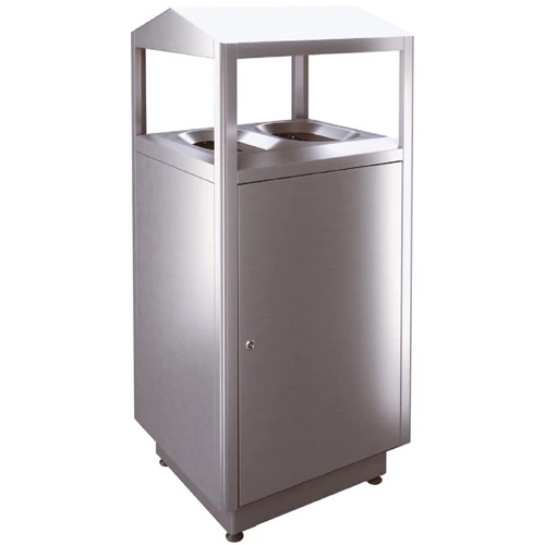 SKYLINE S200D-IL prémium kültéri szelektív szemetes fedővel 2x100L fém rekeszekkel, zárható, önoltó, 1,5mm r.m. acél