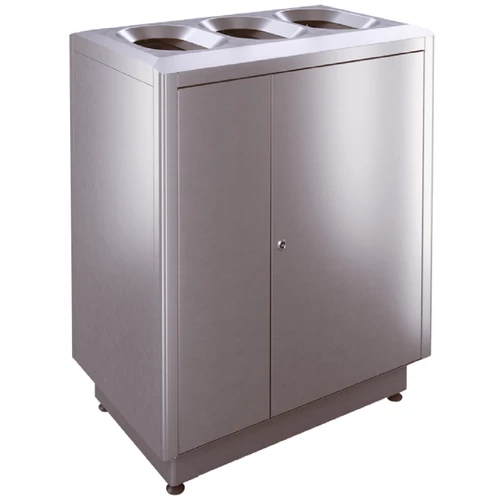 SKYLINE S300-IL prémium szelektív hulladékgyűjtő 3x100L belső fém rekesszel, zárható, önoltó, 1,5mm r.m. acél