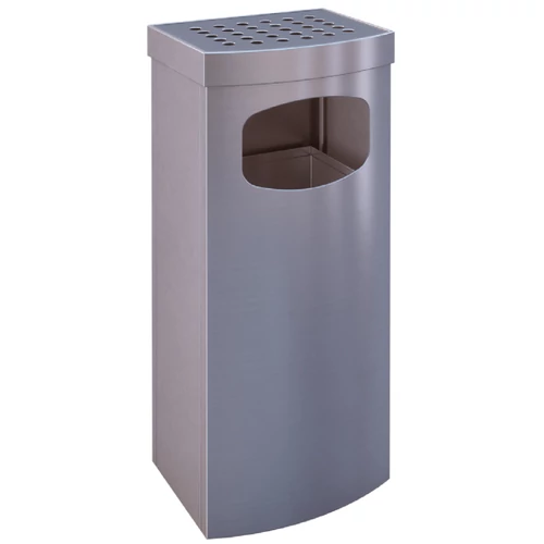 Falsík mentén álló hamuzó fedél nélkül 3L sík perforált hamutartóval, 30L hulladékgyűjtő zsáktartóval, hengeres, r.m. acél, selyem