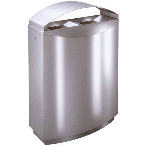 TEMPTATION FF2D kültéri vandálbiztos szelektív hulladékgyűjtő fedéllel, 2 állás, 2x50L rekesz, zárható, önoltó, 1,5mm r.m. acél