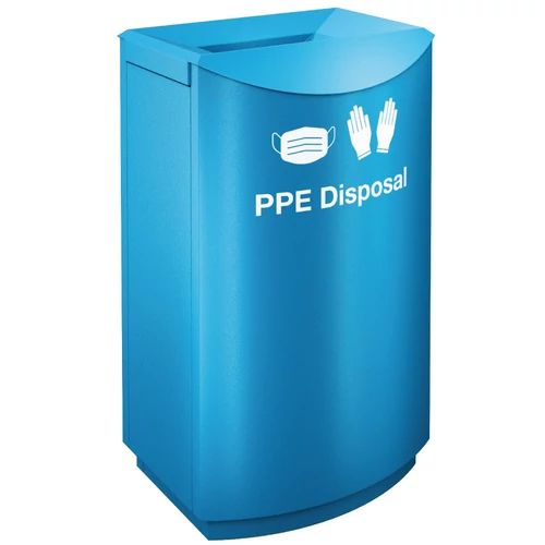 TEMPTATION FFJ1-PPE JUMBO vandálbiztos kuka egyszerhasználatos higiénés hulladéknak, 100L, zárható, önoltó, világoskék, r.m. acél