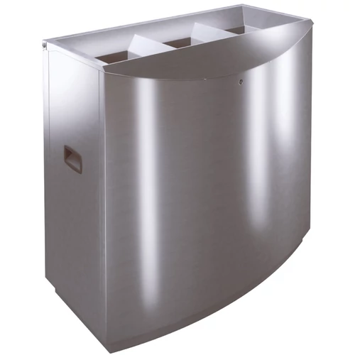 TEMPTATION FFW3 vandálbiztos hulladékgyűjtő falsíkra felfekvő kialakítással, 3x60L belső fém rekesz, zárható, önoltó, 1,5mm r.m. acél