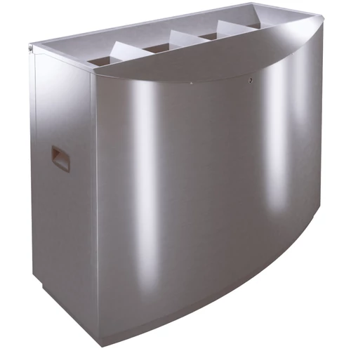 TEMPTATION FFW4 vandálbiztos hulladékgyűjtő falsíkra felfekvő kialakítással, 2x55L és 2x65L fém rekesz, zárható, önoltó, 1,5mm r.m. acél