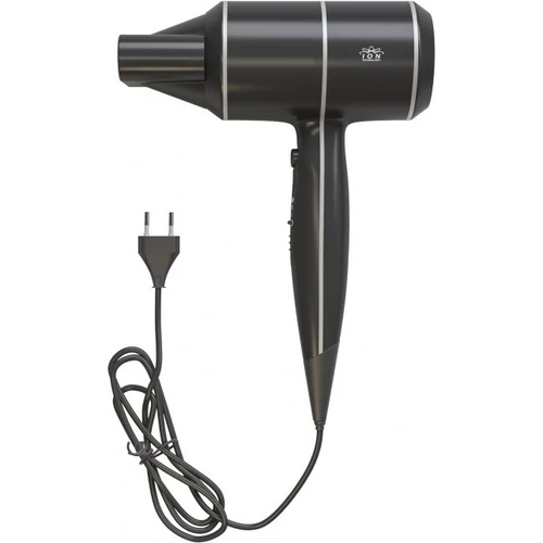 Szállodai ionos hajszárító kézi, 3 fokozat, fűtőszál kapcsolás, 1800W, fali konzol nélkül, szövet zsákkal, fekete