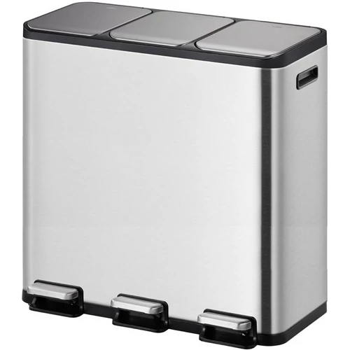 Pedálos szelektív hulladékgyűjtő 3x15L, Soft Close fedél, r.m. acél, selyem, ujjlenyomatmentes