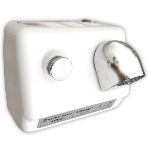 DB38-974 WORLD DRYER Airstyle vandálbiztos, strapabíró hajszárító, acél, fehér, 2300 W, 66-76 dB