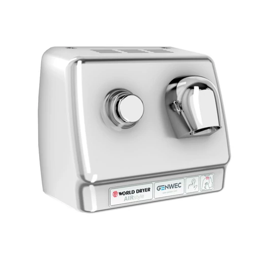 DB38-972 WORLD DRYER Airstyle vandálbiztos, strapabíró hajszárító, r.m. acél, fényes, 2300 W, 66-76 dB