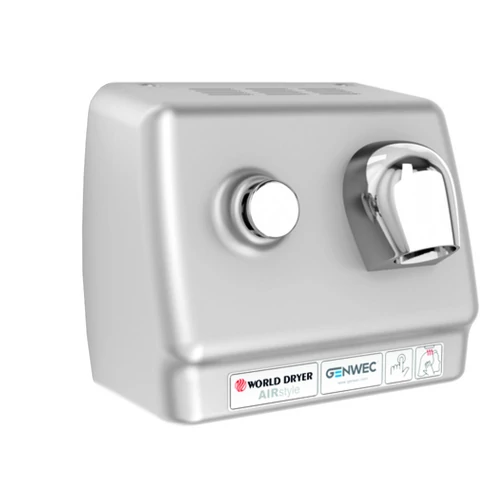DB38-973 WORLD DRYER Airstyle vandálbiztos, strapabíró hajszárító, r.m. acél, selyem, 2300 W, 66-76 dB