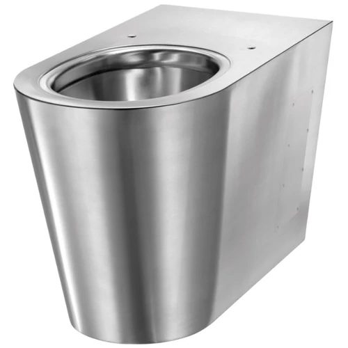 DELABIE vandálbiztos álló WC csésze, alsó és hátsó kifolyású, 1,5mm rozsdamentes acél, selyem, DEL110300