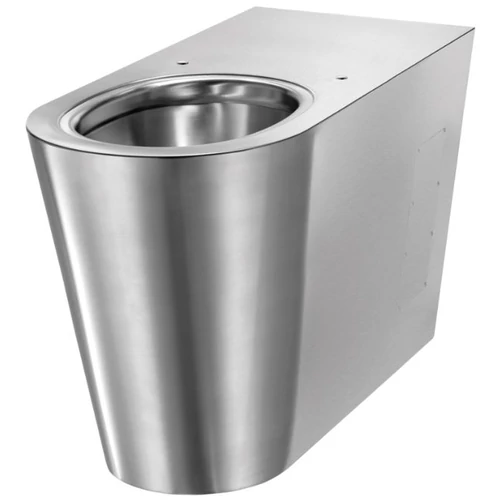 DELABIE vandálbiztos, rozsdamentes acél akadálymentes álló WC-csésze, 700mm kinyúlás, selyem, DEL110700