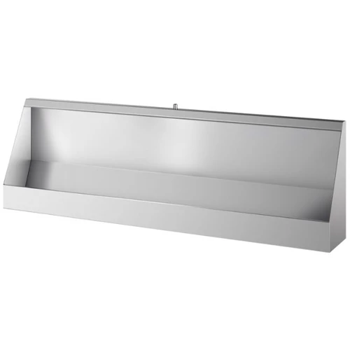 Vandálbiztos piszoár vályú, fali rögzítésű, 4 személyes, r.m. acél, selyem, 1,2 mm falvastagság, 2400 mm