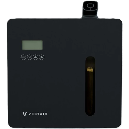 Sensamist SM1000 illatdiffúzor kompresszoros illatporlasztóval 3000m3 légtérfogatig, központi légkezelőkbe integrálható, okostelefonnal is programozható, fali és álló, 500ml, fekete fém, 230V