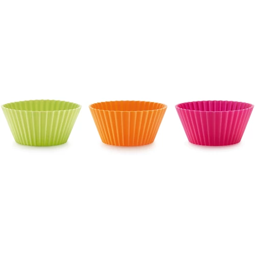Lékué Silicone Muffin Cups szilikon muffin sütőforma szett, 12db-os, D=70mm, újrafelhasználható, többszínű - 880322