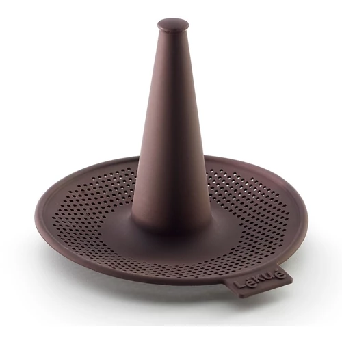 Lékué Set of 6 Bagel Moulds szilikon bagel sütőforma szett, 6db-os, kerek kúpos forma, lyukacsos alja víz elvezetéséhez, barna - 882548