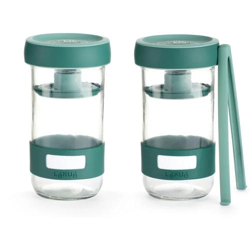 Lékué Pickles Kit házi savanyúság készítő szett, 2db 0,7L-es befőttes üveg szelepes fedéllel, préskoronggal + 1db csipesz, halmozható, üveg test - 885723