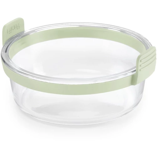 Lékué kerek üveg sütőforma 5L+ Air Fryer forrólevegős sütőbe, 205x100x195mm, boroszilikát üveg, zöld szilikon fogantyú - 890345