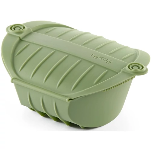 Lékué Large Steam Cooker mély szilikon gőzpároló edény, 1-2 főre, csúszásgátló fogantyúval, mikrohullámú sütőbe és hagyományos sütőbe is, zöld - 890666