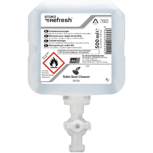 SCJP STOKO Refresh alkoholtartalmú WC-ülőke tisztító spray, Stoko Refresh manuális adagolóhoz, 500ml patron