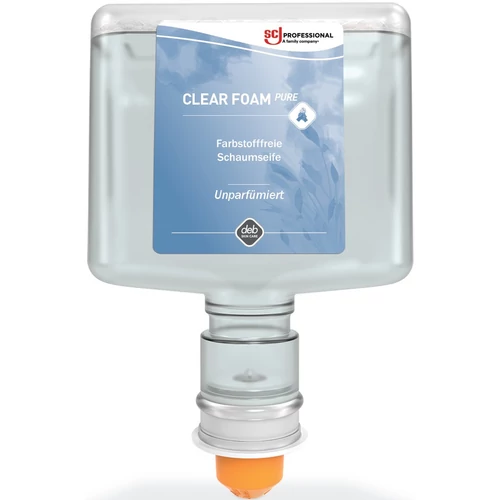 SCJP Clear Foam Pure habszappan, illatmentes, színezékmentes, bőrbarát, TouchFREE Ultra automata adagolóhoz, 1,2L patron