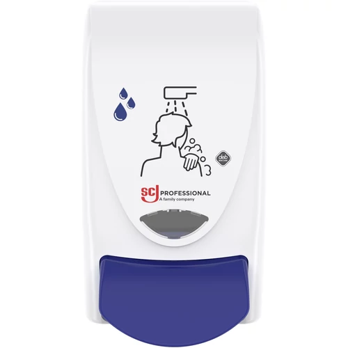 SCJP Proline Cleanse Shower tusfürdő és sampon adagoló nyomógombos patronokhoz, manuális, 1L, ABS műanyag, fehér/sötétkék