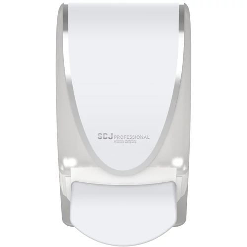 SCJP Proline Quick-View nyomógombos adagoló patronos rendszerű kézhigiénés és bőrápoló termékekhez, manuális, 1L, ABS műanyag, fehér/átlátszó/króm
