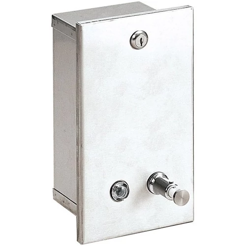 Beépített szappanadagoló fém tartállyal, függőleges, kulccsal zárható, r.m. acél, selyem, 1,2L