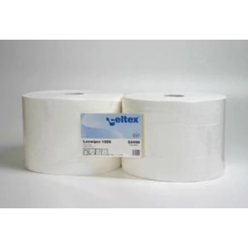 Lux Wiper ipari papírtörlő tekercs, 2 rétegű, 100% cellulóz, hófehér, 34x24cm/lap, 1500lap/tekercs, 510m/tekercs, 2tekercs/zsugor