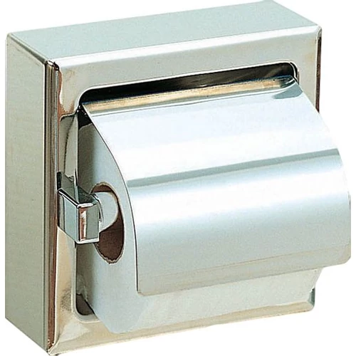 Fali WC-papír tartó  fedővel, fém kerettel, 1 tekercses, r.m. acél, fényes, INOX