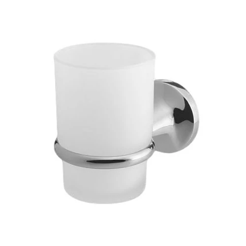 Falra szerelhető pohártartó üvegpohárral, krómozott fényes, Ontario